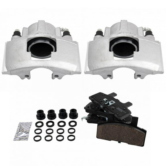 TRQ Front Brake Caliper Set Brake Pads Ceramic Compatible with 90-00 Cadillac 88-02 Chevrolet 94-99 Dodge GMC