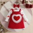 thumbnail image 2 of YuYuBao Baby Girls Outfits Sets Long Sleeve Romper Bodysuit Heart Floral Tops + Suspender Skirts 2 Pieces Autumn Casual Girls Outfits, 9-12 Months, 2 of 7