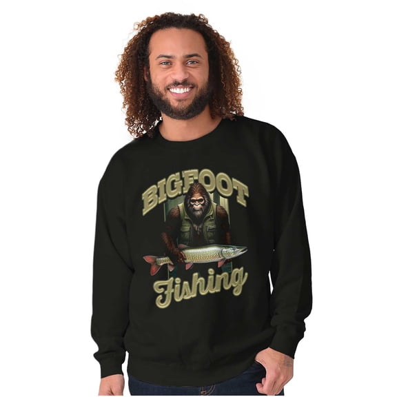Bigfoot Fishing Outdoor Adventure Men's Crewneck Sweatshirt Brisco Brands S
