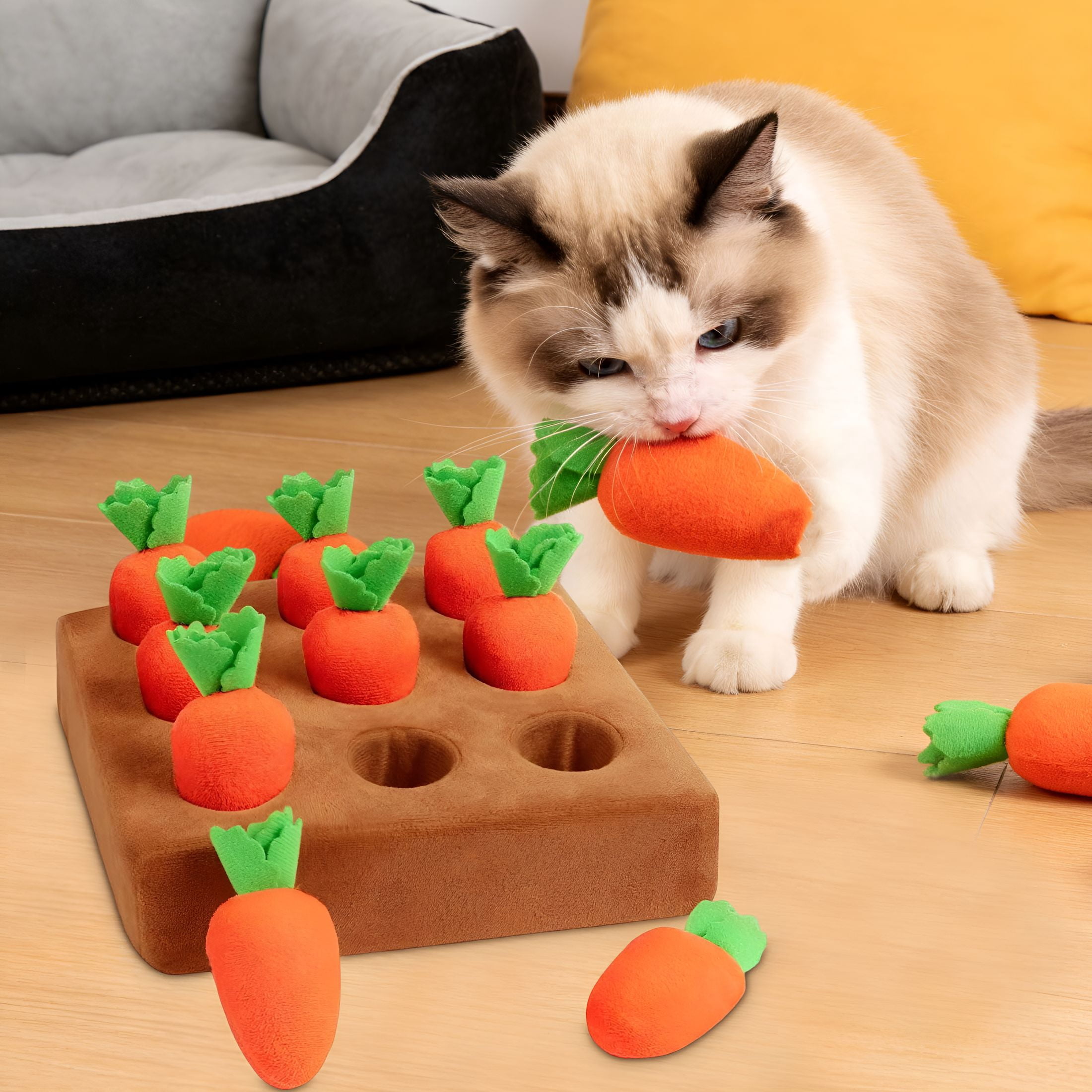 BESTSKY 2026 New Dog Enrichment Puzzle,Carrot Dog Toys Interactive Squeaky Carrot Farm Snuffle Mat for Mental Stimulation and Puppy Brain Training,Small,Medium and Large Dogs with 9 Carrots