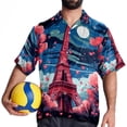 thumbnail image 4 of Eiffel Tower Valentine's Day Men's Button Down Casual Hawaiian Print Short Sleeve Summer Beach Shirt, 4 of 6