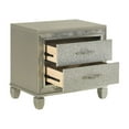 thumbnail image 3 of Bet 28 Inch Nightstand, 2 Rhinestone Inlaid Drawers, Chrome Handles, Silver, 3 of 5