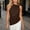 Coffee, variant on Women's Sleeveless High Neck Ruched Top Asymmetrical Hem Metallic Ring Detail Summer Casual Blouse