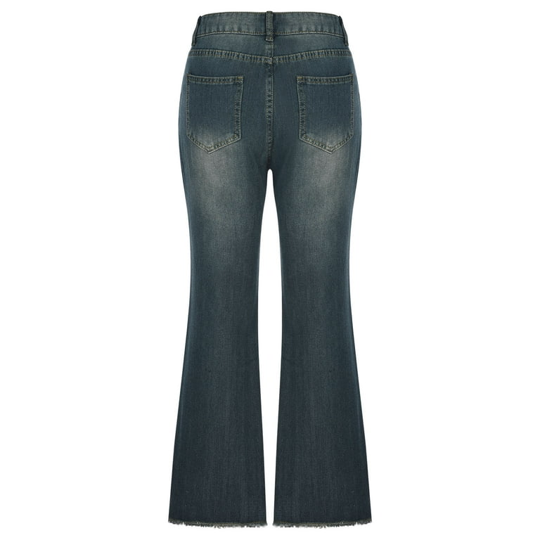 JNGSA Wide Leg Jeans for Women High Waisted Baggy 90S Jeans Stretchy Denim  Pants Trendy Zipper Summer/Fall Straight Leg Denim Pants Blue XL