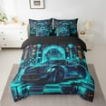 thumbnail image 2 of YST 7 Piece Boys Blue Race Car Comforter Set With Sheets Queen Cool Sports Car Bed In A Bag For Kids Teen Car Racing Games Bedding Set Geometric Checkered Flag Bed Set Race Car Room Decor, 2 of 5
