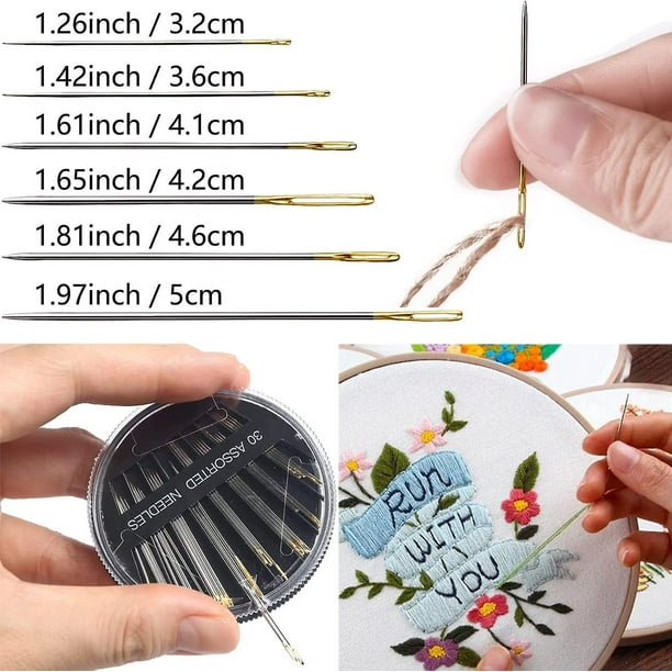 Sewing Needles Sharp Point, Stitching Needles Hand Sewing Needles Darning Needles  Yarn Knitting Needlese Including 1pcs Large Eye Sewing Needle (size