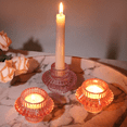 thumbnail image 4 of HofferRuffer Set of 3 Taper Glass Candle Holders, 2 in 1 Votive Candlestick Holders for Taper Candles, Tealight and Table Centerpiece Decorations, Pink, 4 of 9