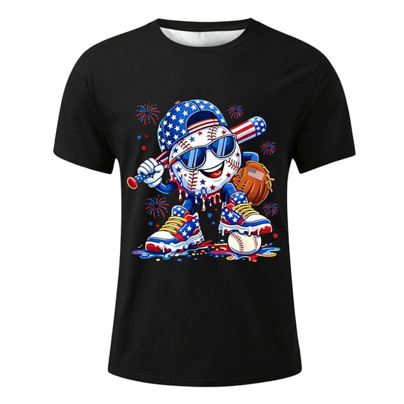Big Boys Football T-Shirt Baseball Print Graphic Casual Children Youth Stylish Game Day Summer Tee Tops Size 12-13T