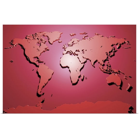 Great BIG Canvas | Rolled Michael Tompsett Poster Print entitled World Map in Red
