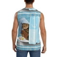 thumbnail image 4 of Haiem Men's Funny Cat Taking a Bath Print Tank Tops Summer Sleeveless Cut Off Workout T-Shirts Fitness Vest Athletic Undershirts-Large, 4 of 8