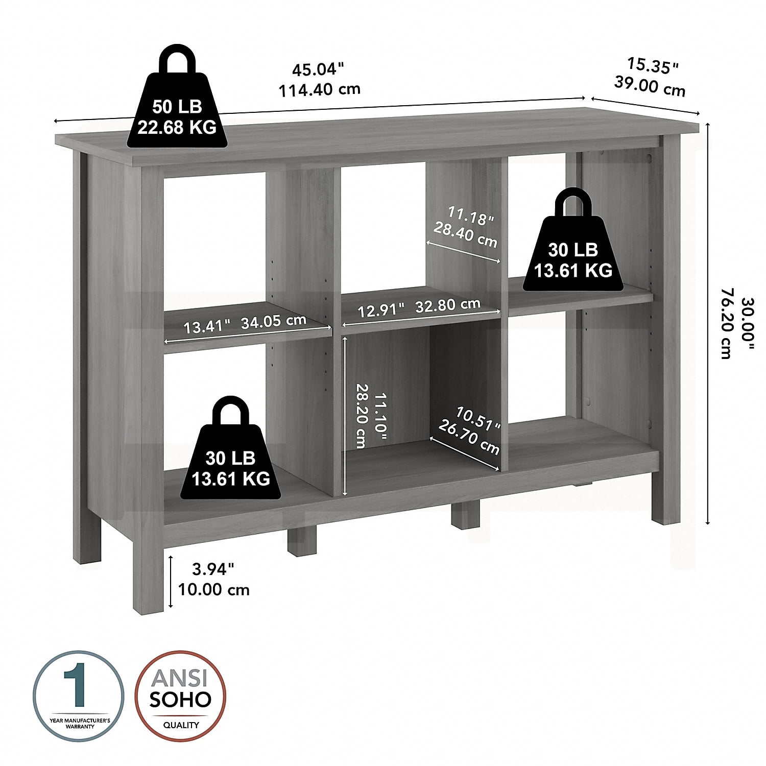 Bush furniture broadview 6 cube cheap storage bookcase in pure white