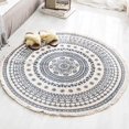thumbnail image 1 of Vintage Design Rug,Cotton and Linen Circular Floor Mat,Non Slip Rugs for Living Room Bedroom Carpet,Home Decor Office, Round 36" 47" 59" 71",Machine Washable, 1 of 8
