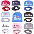 thumbnail image 2 of Eleanos 2Pcs Kids Toddler Baby Cotton Caps I Love Mama&Papa Print Beanie Hats Scarf Neck Warmer Sets, 2 of 2