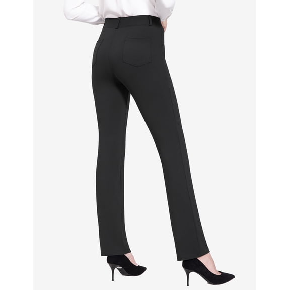 BALEAF Women's Yoga Dress Pants Black Stretchy Work Slacks Business Casual Trousers with Pockets Petite 29" Black S