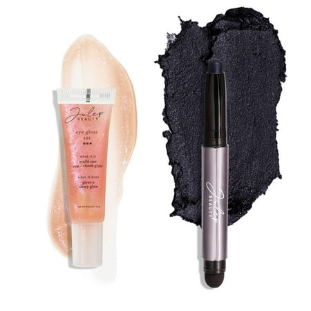 Julep Eyeshadow 101 Crème To Powder Waterproof Eyeshadow Stick, Midnight Blue And Eye Gloss 101 Multi-Use Eye + Cheek Glaze, Non-Sticky Wet Look Effect