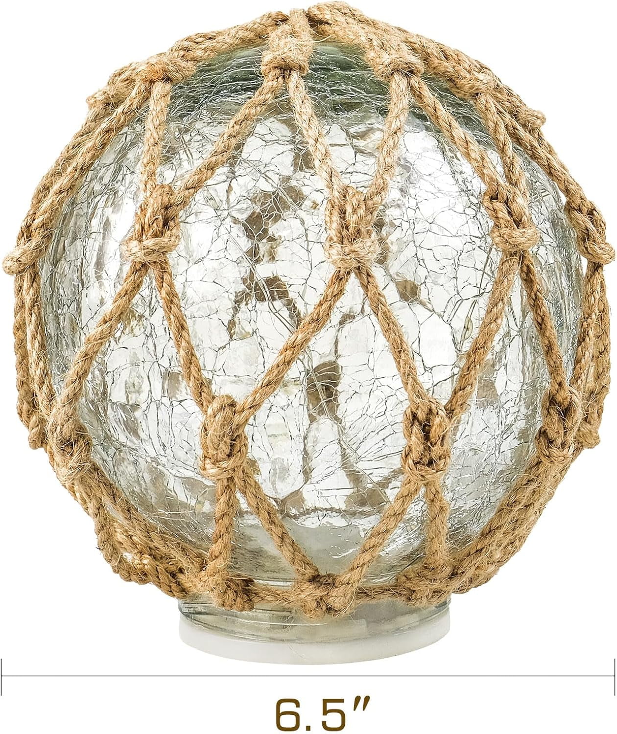 AllWays Plaza Glass Fishing Float Nautical Lamp Coastal Beach Decor Cracked Glass Ball Night Light 6"