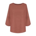 thumbnail image 3 of Women's Casual T-Shirts 3/4 Sleeve Color Block Cute Tops Comfy Blouses, 3 of 5