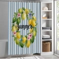thumbnail image 5 of Lemon Wreath Shower Curtain, 72" x 72", Summer Fruit Frangipani Blue Stripes Retro Waterproof Bathroom Curtain Washable Shower Curtain Set with 12 Hooks, 5 of 8