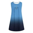 thumbnail image 4 of Womens Casual Dresses Loose Sleeveless A Line Summer Beach Dress Sundress Casual Soft Patchwork/Gradient Color Cami Tank Dress Ladies Pleated Tunic Dress Buttons Detail, 4 of 4