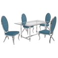 thumbnail image 1 of 5pc. 68 "x 40" Ensemble de Dînette en Verre avec 4 Chaises et Acier Inoxydable Argenté, 1 of 3