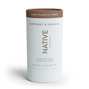 Native Plastic Free Deodorant, Coconut & Vanilla, Aluminum Free, for Women and Men, 2.65 oz
