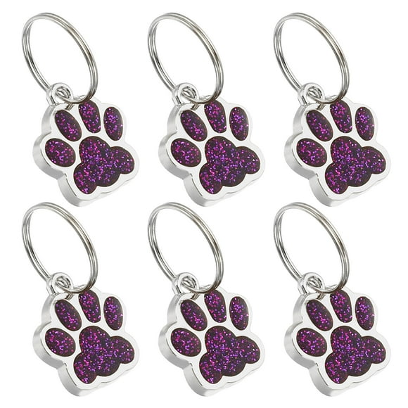 Uxcell Colgantes de Huellas de Patas de Perro y Gato, 6 Piezas de Beads de Huella, Morado