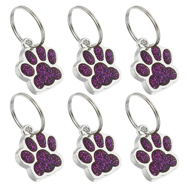 Uxcell Colgantes de Huellas de Patas de Perro y Gato, 6 Piezas de Beads de Huella, Morado