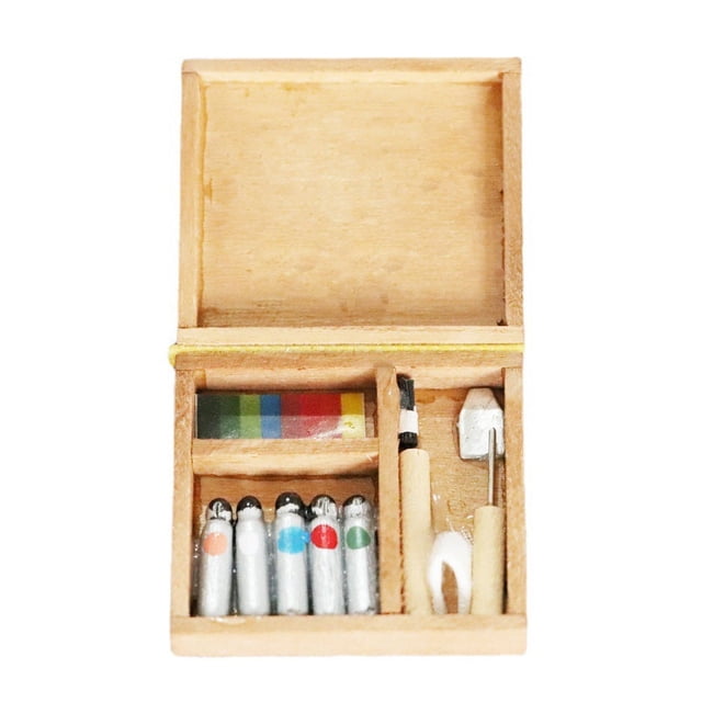 Set de pintura en miniatura para muebles de casa de muñecas para estudio de arte, escala 1/12