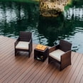 thumbnail image 3 of Hearth & Harbor Outdoor Patio Furniture Bistro Set, Wicker 3 Piece Patio Set, Brown with Beige Cushions, 3 of 8