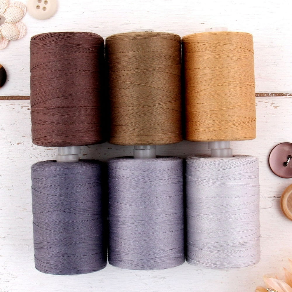 Threadart 100 Cotton Thread Set 6 Traditional Tones 1000M (1100