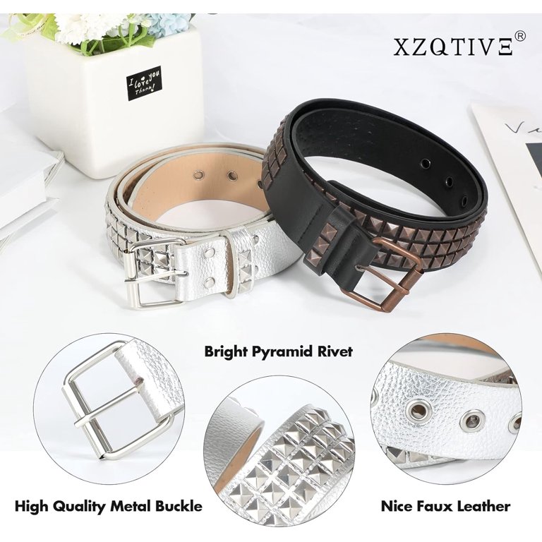 XIATIAN Studded Belt Metal Punk Rock Rivet Belts for Women/Men