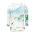 thumbnail image 4 of AGWOLF 3/4 Sleeve Womens Tops Loose Fit V Neck Pullover Vintage Novelty Graphic Tunic Dressy Casual Blouses for Women Multicolor S, 4 of 8