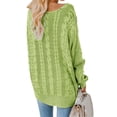 thumbnail image 2 of Plus Size Women Long Sleeve V-Neck Lace-Up Drawstring Cable Knit Sweater, 2 of 4