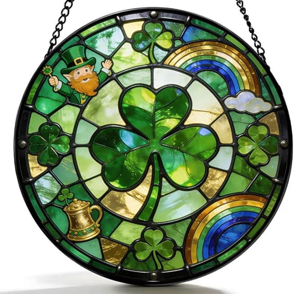 St Patricks Day Shamrocks Decorations, Shamrock Acrylic Hanging Ornaments Irish Gifts Wreath Decor for Happy St Patrick's Day Irish Party Wall Home Decorations