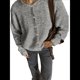 thumbnail image 1 of Suéteres Tipo Cárdigan con Botones para Mujer, de Larga, Cuello Redondo, de Punto Suave y Holgado, para Otoño. Flor Gris L, 1 of 8