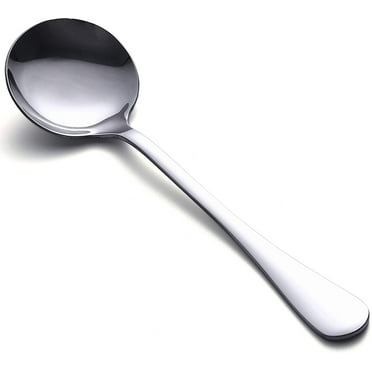 Soup Spoons, 3-Piece Premium Soup Spoons Stainless Steel Large Round Spoons, Heavy-Weight Round Deep Bowl Spoons Set Flatware Set