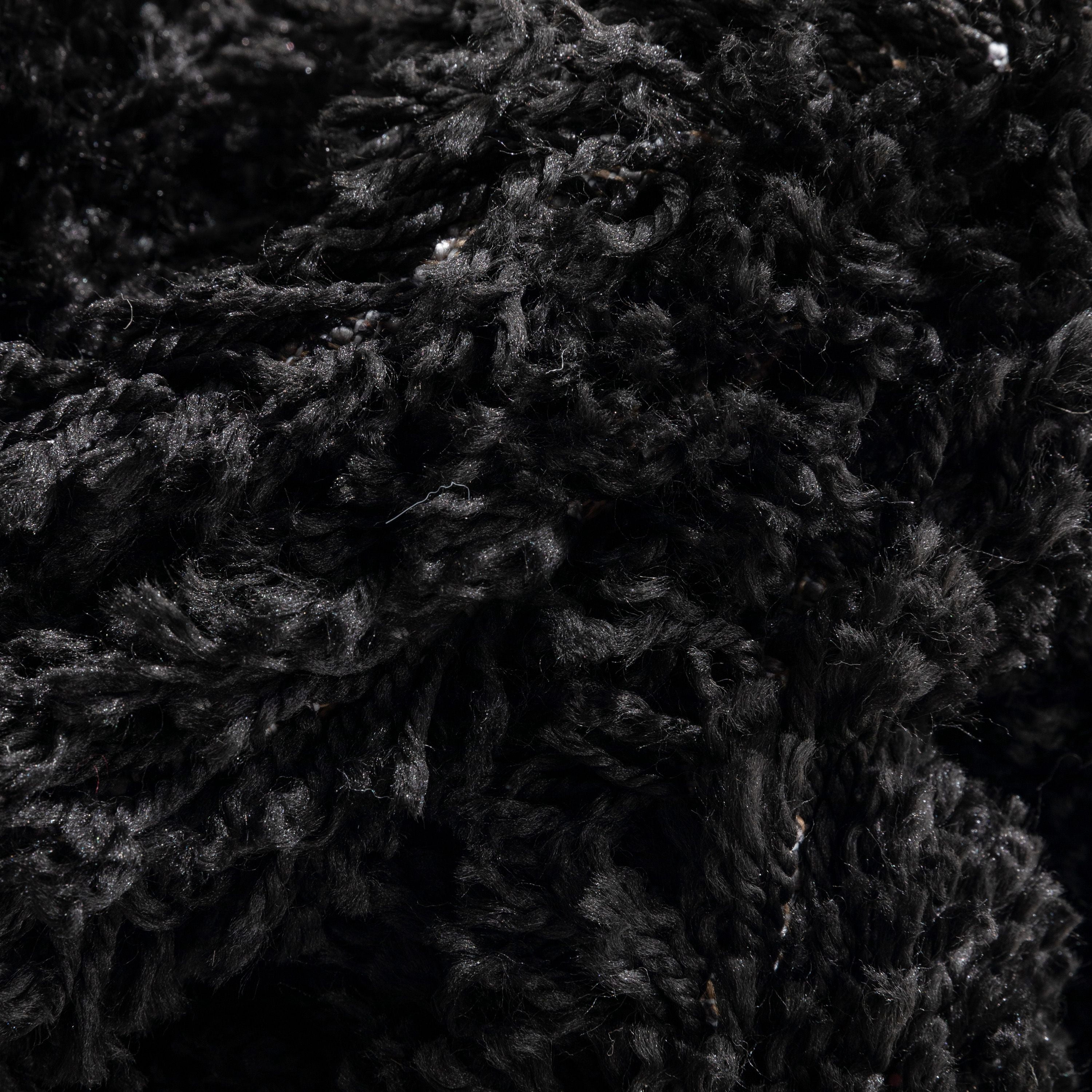 Well Woven Elle Basics | Emerson Shag Black | Textured Area Rug 3x5 (3'11" x 5'3")