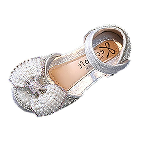 Kureaily Spring And Summer Children Dance Shoes Girls Dress Performance Shoes Flat Bottom Round Toe Pearl Bow Hook Loop Kids Boots Girls Winter Boot Size 8 7-8 Years