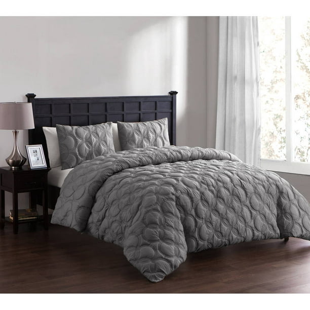 Vcny Home Atoll Embossed Circle Duvet Cover Set Queen Grey