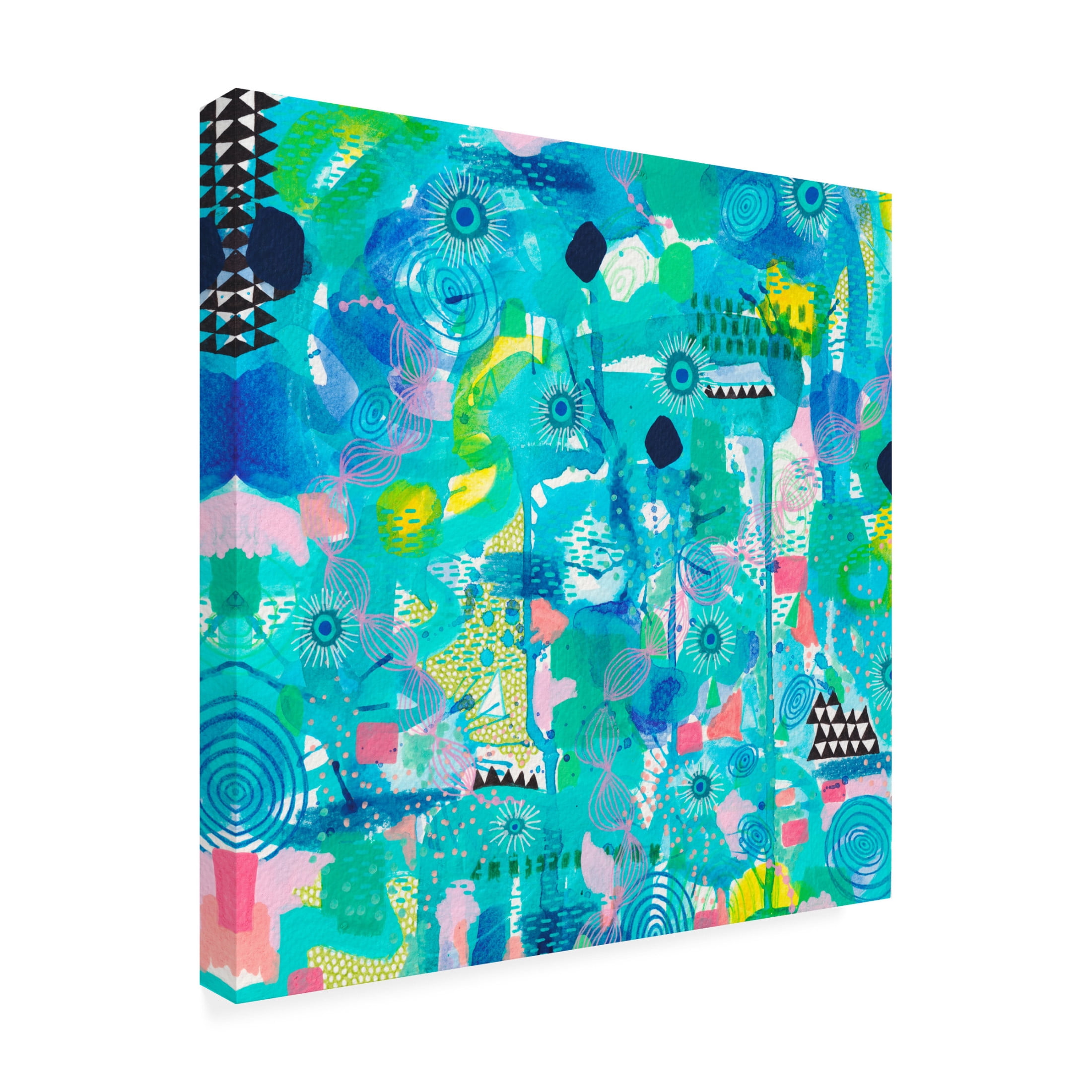 Canvas Wall Art - Van Dam Art 'Rockpools in Summer' Wall Art for Living Room, Bedroom, or Office Décor by Trademark Fine Art - 18 x 18 Inches