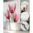 thumbnail image 5 of Split Shower Curtain for Transfer Bench, Pink Tulip Fabric Shower Curtains for Bathroom, Modern Blossom Pastel White Floral Petal Tub Sliding Transfer Bench Waterproof Bath Curtains 72"x84", 5 of 9
