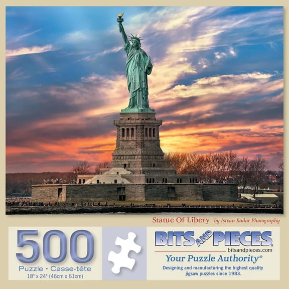 Bits and Pieces Jigsaw Puzzle Sunset on Liberty Island 500 Piece 18" x 24"