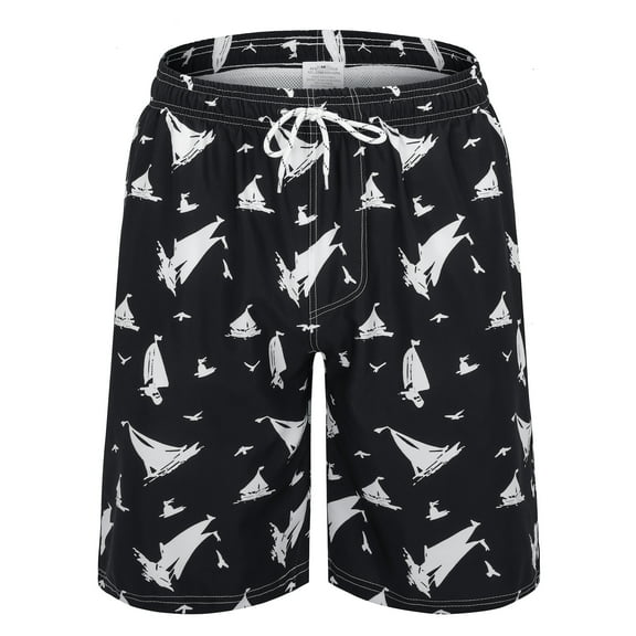 Mens Beach Trunks, Quick Dry Swim Shorts with Mesh Lining, Drawstring Elastic Waist and Pockets Beach Shorts for Men