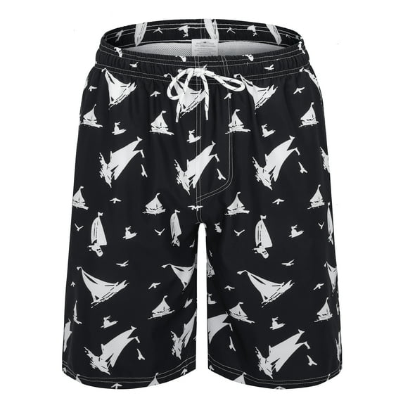 Men's Five-Point Beach Shorts Men Swim Trunks Swimming Shorts Beach Board Swimwear Shorts with Mesh Lining