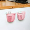 thumbnail image 5 of Hovmgk Wall-Mounted Storage Box, Hanging Basket, 2-Piece, Traceless, Durable, Space-Saving – Perfect for Dorm Rooms, Kitchens, Great for Students, Home Organizers, Pink, 5 of 6