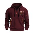 thumbnail image 2 of Zylanna Men's Half Zip Hoodies, Long Sleeve Hooded Sweatshirt Workout Running Elastic Athletic Jacket with Pockets Wine Size M, 2 of 4