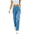 thumbnail image 3 of Atkumj Jeans for Women Trendy Solid Color Elastic High Waisted Jeans Casual Long Length Slim Straight Jeans for Women with Pockets S, 3 of 10