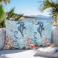 thumbnail image 4 of Seahorse Outdoor Pillow Covers Pack of 2 Coral Starfish Ocean Coastal Waterproof Throw Pillow Covers Decorative Cushion Cases for Patio Garden Tent Balcony Couch 16x16 inch, 4 of 8
