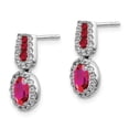 thumbnail image 5 of Auriga 14k White Gold Diamond and Ruby Drop Stud Earrings for Women (L- 0.67 inch, W- 0.28 inch), 5 of 6