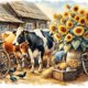 thumbnail image 1 of Kit Pintura Por Números Sobre Lienzo Arte Al Óleo Artesanal Imagen Vacas Pared Del 40x40cm, 1 of 9
